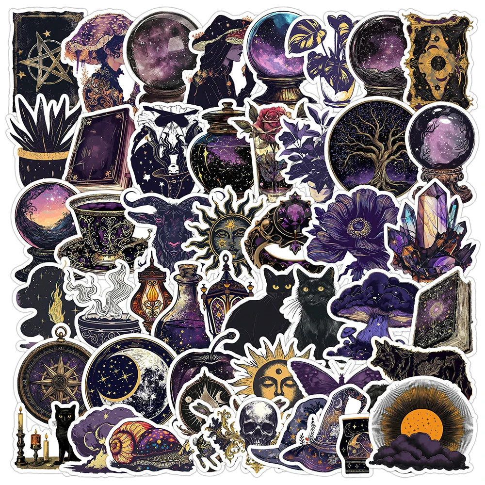 50pcs Black Magic Graffiti Stickers for Helmet, Wall, Desktop Decoration (ONLINE ORDER ONLY)