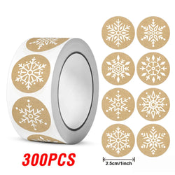 100-500pcs Kraft Paper Christmas Stickers New Year Thank You Stickers Christmas Decoration  For Card Gift Box Package 1inch (ONLINE ORDER ONLY)