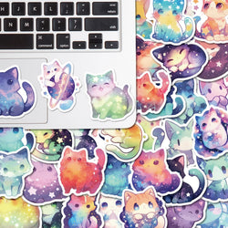 10/30/50PCS Starry Cat Stickers Cute Cat Sticker Animal Decoration Fridge Luggage Laptop Phone Guitar Car Bike Skateboard Toy (Online Order Only)