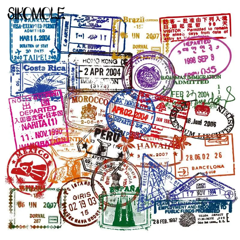 Transparent Retro Postmark Sticker Set for DIY, Notebook, Skateboard, Car, Motorcycle Decal (Online Order Only)