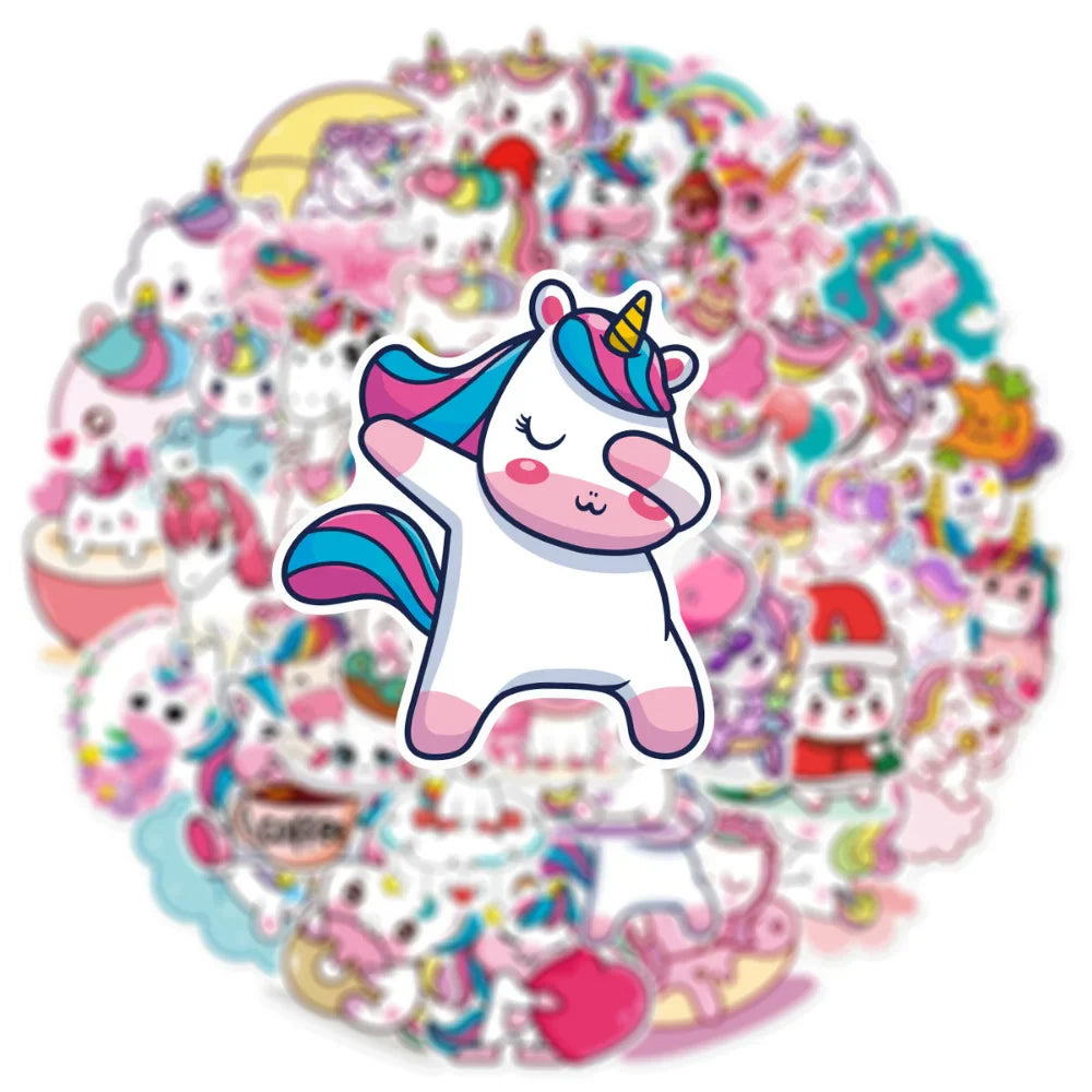 10/50Pcs Cute Cartoon Horse Stickers for Laptop Luggage Phone Car Scooter Funny Vinyl Decal for Kids Girl Children Gift (ONLINE ORDER ONLY)