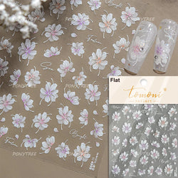 White Flower Colourful Butterfly Pearl Petal Beautiful Garden Charming Plant 5D Self Adhesive Nail Art Stickers Manicure Decals (ONLINE ORDER ONLY)
