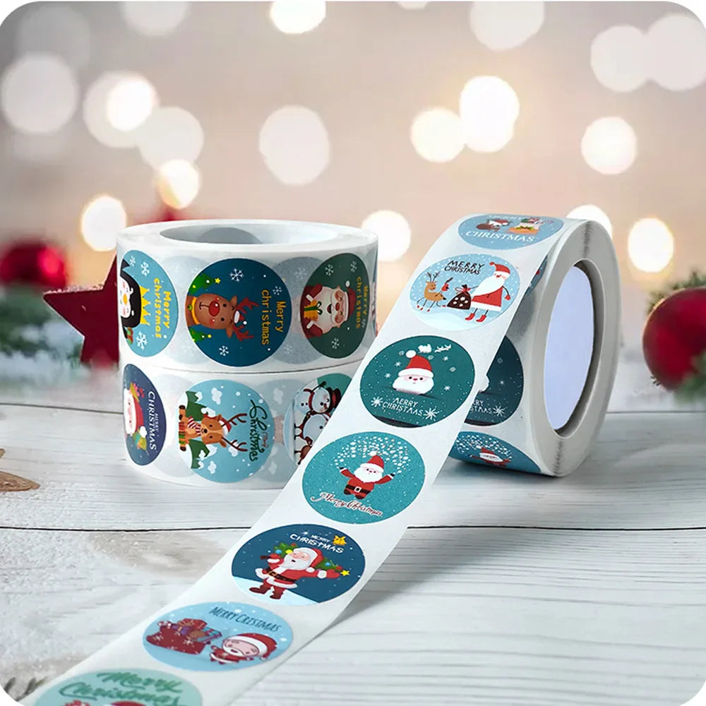 500 Pcs/Roll Merry Christmas Santa Claus Sticker Gift Decoration Sealing Stickers Children's Reward Sticker (ONLINE ORDER ONLY)