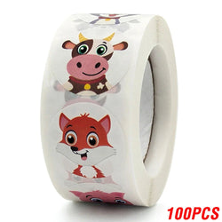 100-500pcs 1inch Cartoon Animal Children Sticker Label Thank You Cute Toy Game Sticker DIY Gift Sealing Label Decoration Supp (ONLINE ORDER ONLY)