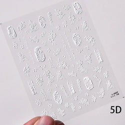 Gradient Halo Dyeing Dark Red Rose Flower Rhinestone Lace Bow Heart 3D Self Adhesive Nail Art Decoration Sticker Manicure Decals (ONLINE ORDER ONLY)
