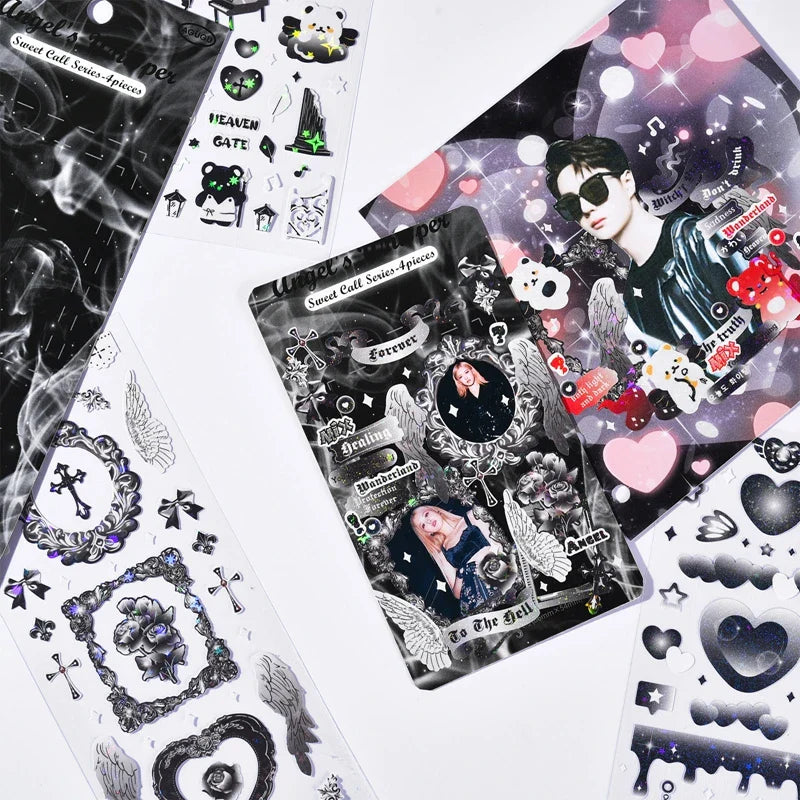 4pcs/set Sweet Cool Bear Call Series Scrapbooking Sticker Korean ins Hand Account Idol Card DIY Deco Material Sticker Stationery (ONLINE ORDER ONLY)