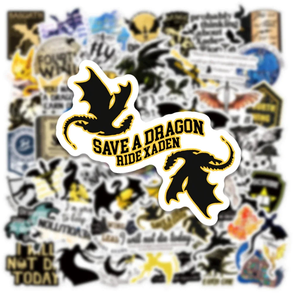 10/30/50pcs Fantasy Fourth Wing Novel Graffiti Stickers Cartoon Decals Laptop Fridge Skateboard Car Phone Waterproof Sticker Toy (Online Order Only)