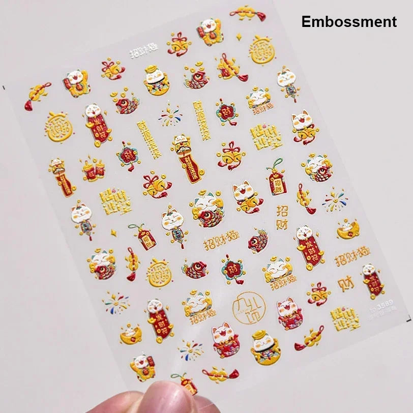 Charming Cherry's Cake Cute Bowknot Pink Blue Bear Flower Bouquet Strawberry Adhesive Nail Art Sticker Rhinestone Manicure Decal (Online Order Only)