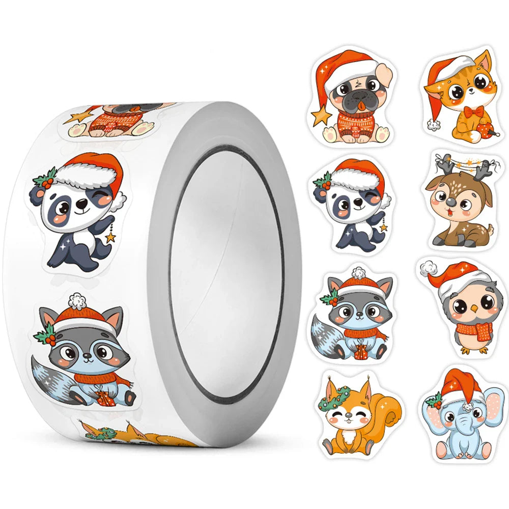 100-500pcs Heterotypic Christmas Themed Animals Stickers DlY Christmas Holiday Party Decoration Label Stationery Stickers (ONLINE ORDER ONLY)