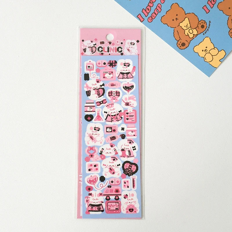 5Pcs Korean ins Cute Dog Rabbit Decorative Stickers Hand Account Idol Card DIY Material Scrapbooking Sticker Kawaii Stationery (ONLINE ORDER ONLY)