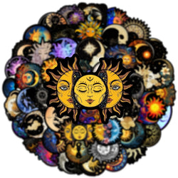 10/50Pcs Cool Gothic Aesthetic Moon Sun Stickers Decals for Laptop Luggage Water Bottle Fridge Motorcycle Skateboard Car Sticker (Online Order Only)