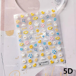 Cute Duck Pear Bowknot Mini Flower Duckling Line Bow Photo Frame Seal Stamp Figure Self Adhesive Nail Art Sticker Manicure Decal (ONLINE ORDER ONLY)