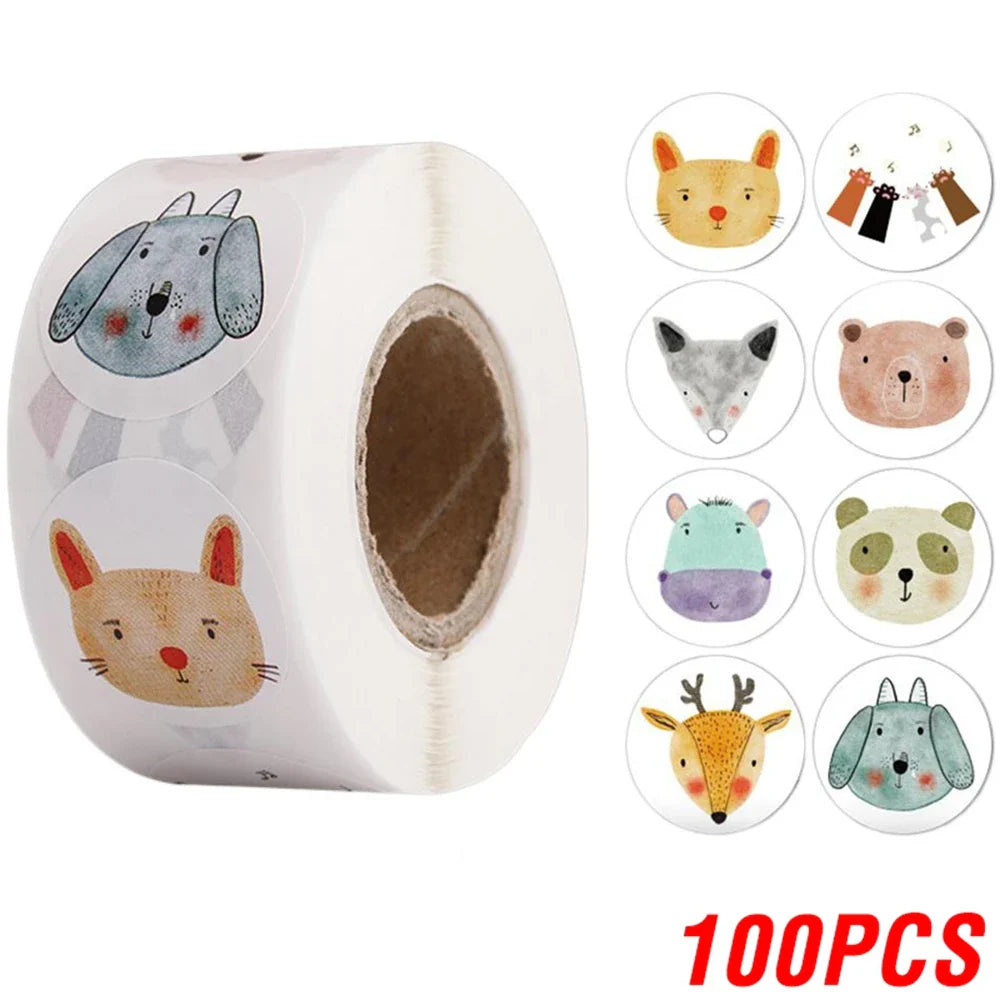 100-500pcs Cartoon Reward Sticker Children Encouragement Sealing Labels Kids Gifts Decorative Teacher Supplies Animal Sticker (ONLINE ORDER ONLY)