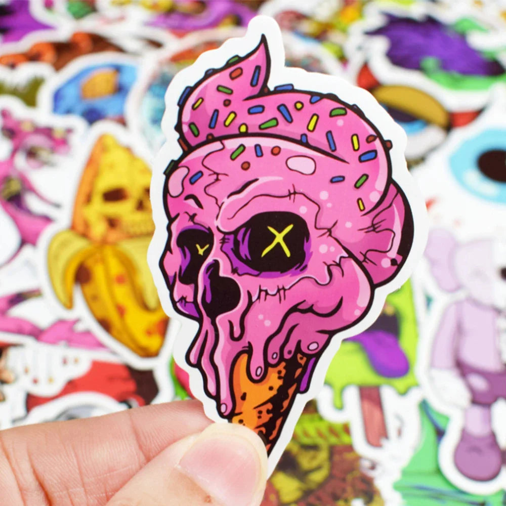 10/30/50pcs Vintage Cartoon Terror Series Skeleton Sticker Packs (ONLINE ORDER ONLY)