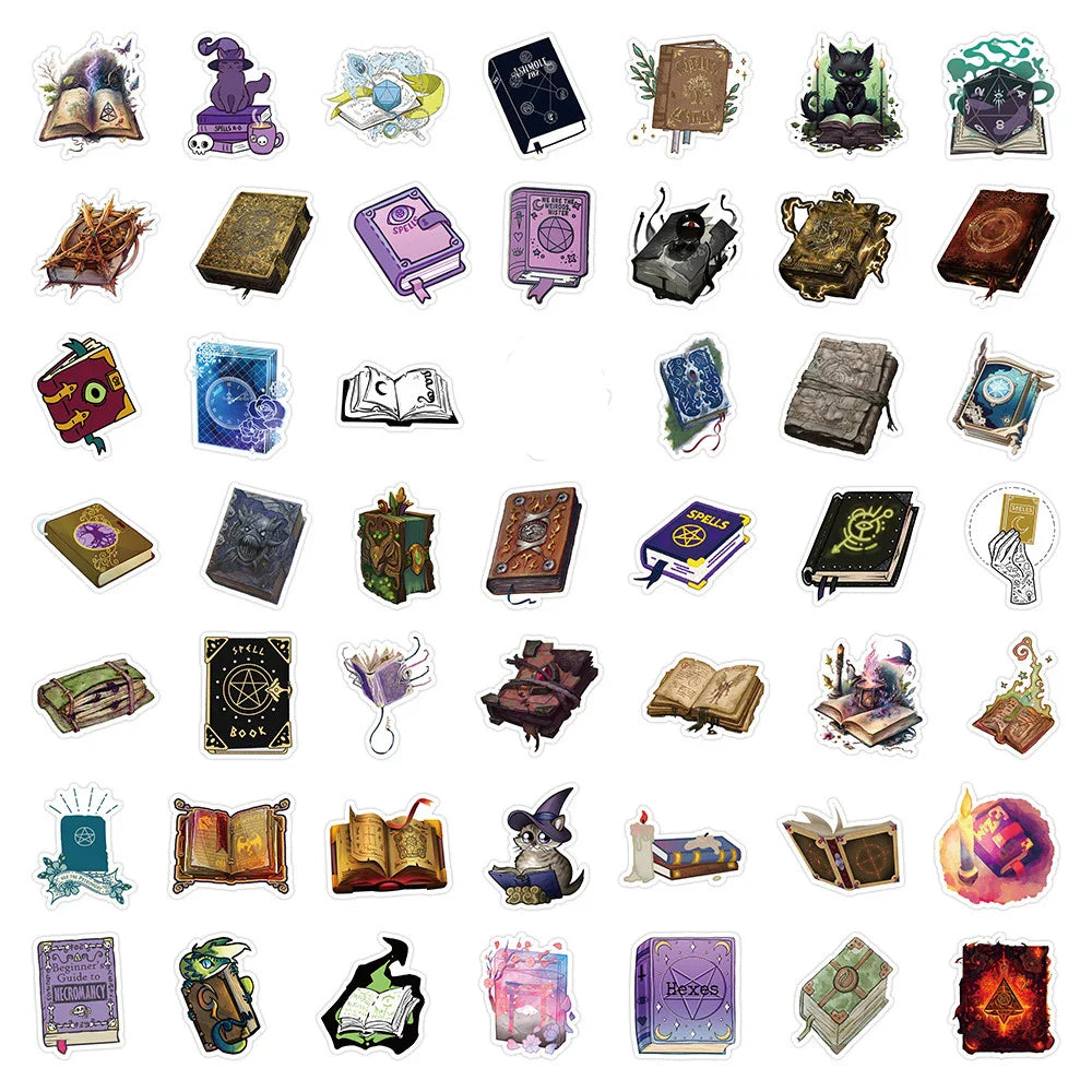10/30/50PCS Vintage Cartoon Magic Book Stickers Aesthetic Motorcycle Skateboard Laptop Phone Decals DIY Waterproof Graffiti Toys (Online Order Only)
