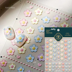 Lovely Colored Flower Fried Egg Petal Love Heart Cartoon Pink Yellow Purple Blue Delicate Charm Nail Art Stickers Manicure Decal (ONLINE ORDER ONLY)