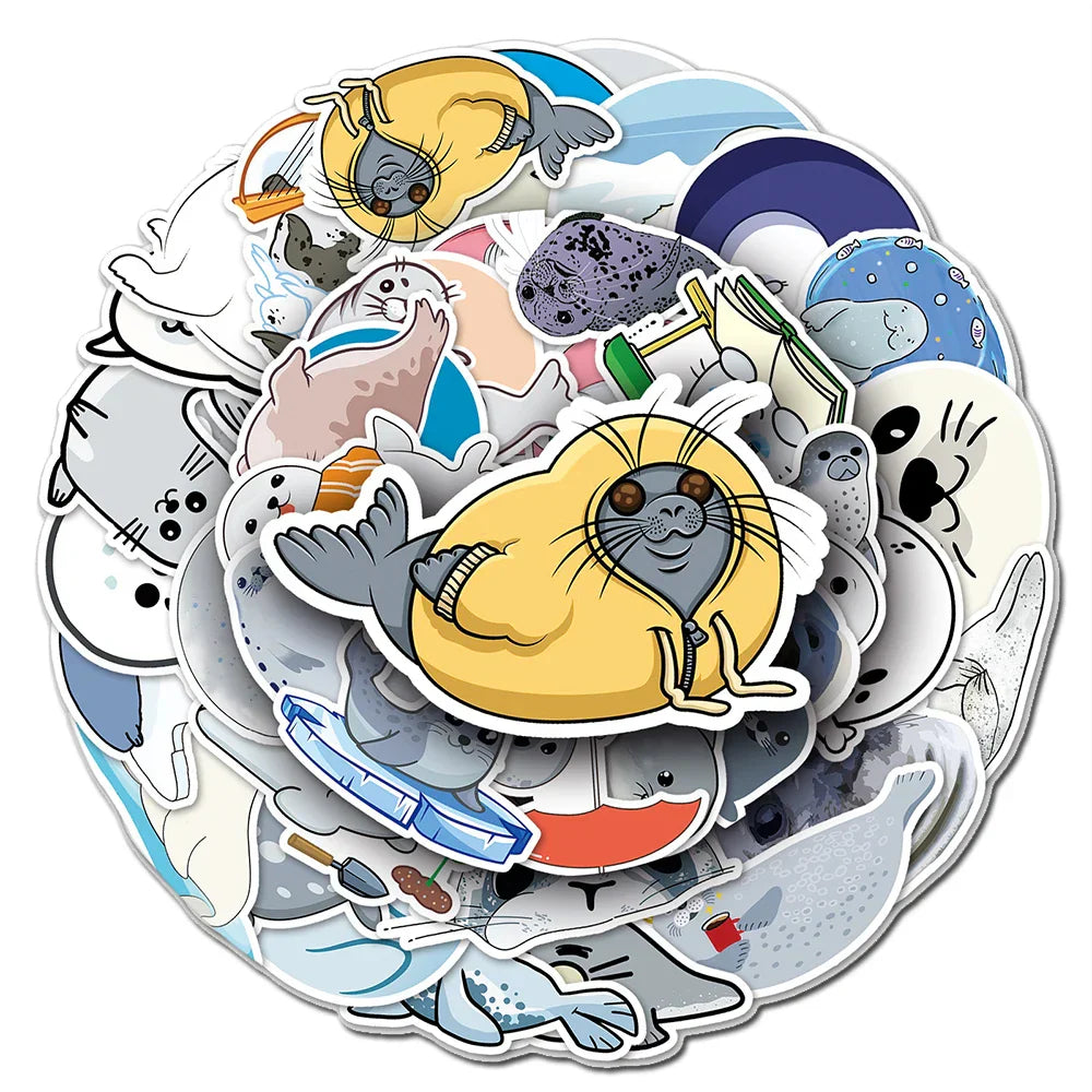 Cute Seal Stickers Waterproof Decals for Laptop Phone Notebook Suitcase (ONLINE ORDER ONLY)