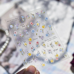 Watercolor Style Rose Flower Colored Rosa Chinensis 3D 5D Flat Reliefs Charming Self Adhesive Nail Art Stickers Manicure Decals (ONLINE ORDER ONLY)