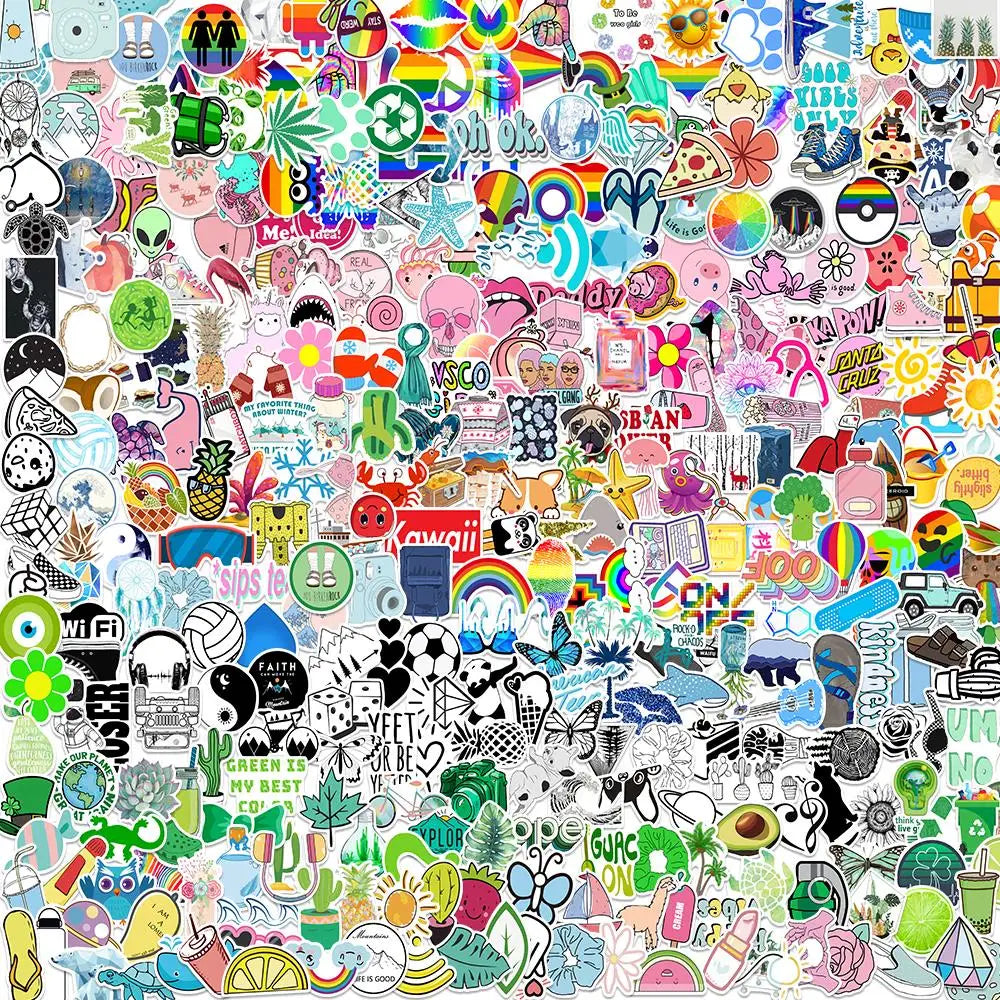 400PCS Cute Cartoon Stickers for DIY Journaling, Phone, Skateboard, Laptop, Helmet Decals (ONLINE ORDER ONLY)