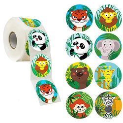 500pcs zoo Animals cartoon Stickers for kids classic toys sticker school teacher reward sticker 8 designs pattern tiger (Online Order Only)