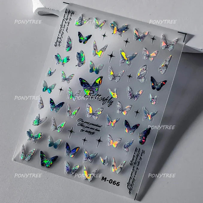 Colourful Butterfly Insect Animals Charming Jelly Special Workmanship 5D Soft Relief Adhesive Nail Art Stickers Manicure Decals (Online Order Only)