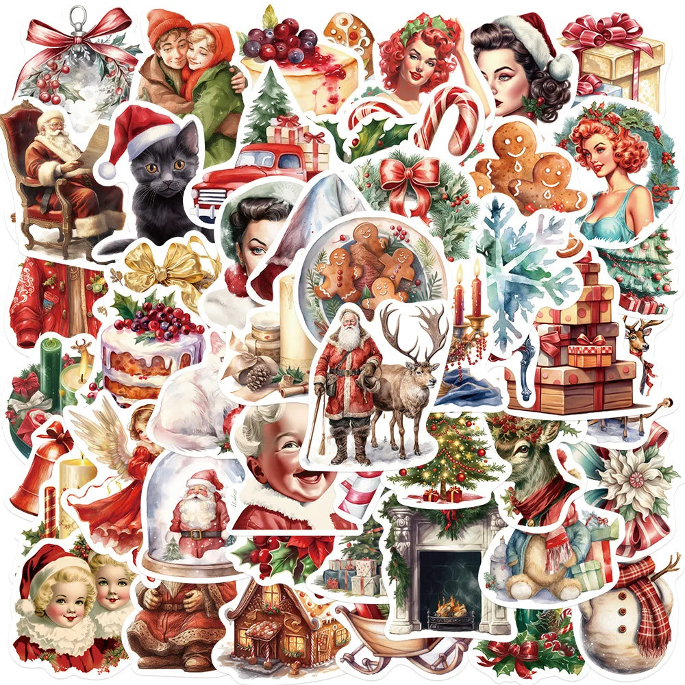 10/30/50PCS New Year Christmas Stickers Graffiti Decoration Gift Waterproof Skateboard Phone Notebook Guitar Wall Decals Toys (Online Order Only)