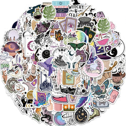10/30/50/100pcs Boho Magic Witch Crystal Aesthetic Stickers Notebook Laptop Skateboard Car Luggage Decoration Sticker Kids Toy (ONLINE ORDER ONLY)