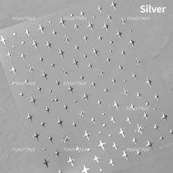 Punk Star Shiny Laser Five-pointed Star White Black Pink Hollow Out Delicate Sparkle Adhesive Nail Art Stickers Manicure Decals (ONLINE ORDER ONLY)