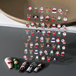 5D Embossed Gingerbread Man Nail Art Sticker Cute Christmas Winter Santa Claus Snowflake Elk Engraved Slider Manicure Decoration (ONLINE ORDER ONLY)