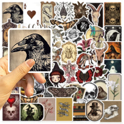 50PCS Cartoon Gothic Skeleton Animal Stickers Skateboard Guitar Computer Refrigerator Desk Graffiti Creative Sticker (ONLINE ORDER ONLY)