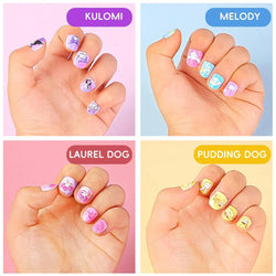1Set(12Pcs+Jelly Glue+Stickers+Hairpin) Children Acrylic Fake Nails Kuromi Mymelody Cinnamoroll Fake Nails Non-Toxic Kid Gifts * (Online Order Only)