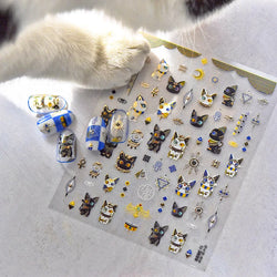 Mysterious Egyptian Cat Totem Eye Symbol Black Pharaoh Kitty Paw Sun Self Adhesive Nail Art Stickers Manicure Decals Wholesale (Online Order Only)