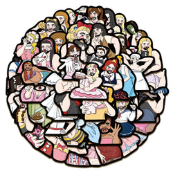 Funny Male Cross-Dressing Cartoon Stickers for Phone Laptop Luggage Skateboard Decals (Online Order Only)