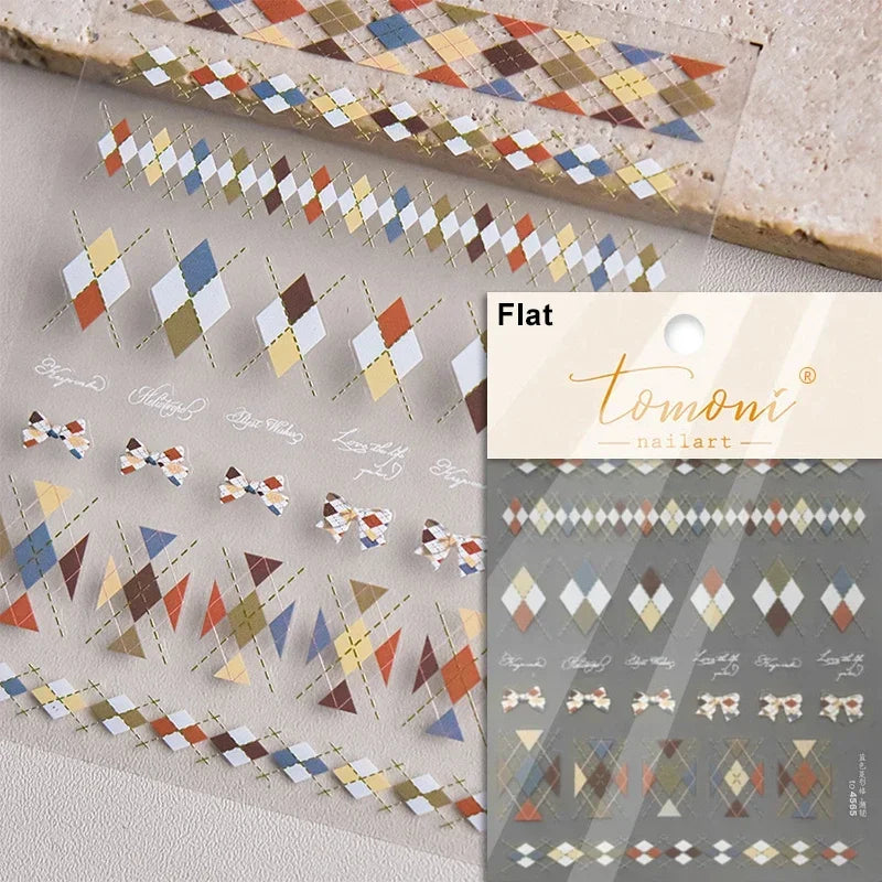 Shiny Colorful Color Block Fragment Square Fragment Grid Rhombus 3D Self Adhesive Nail Art Stickers Rhinestone Manicure Decals (Online Order Only)