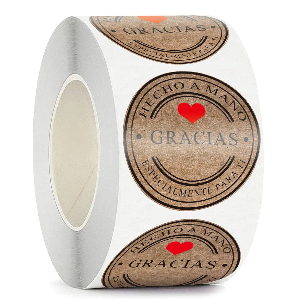 500pcs/roll Flowers Thank You Sticker Labels Round Reward Stickers Wedding Party Decor Envelope Seals Stickers Stationery (Online Order Only)