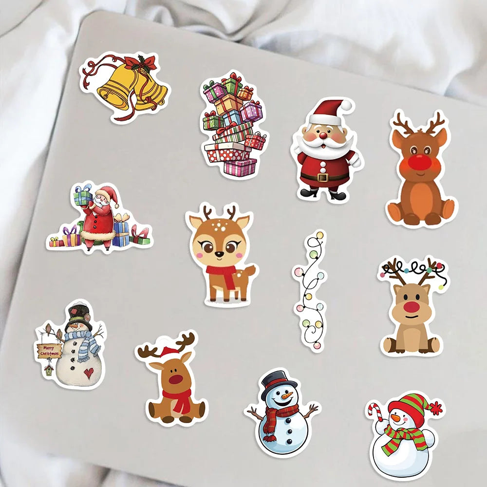 50pcs Retro Christmas Cartoon Children Stickers Decals Decoration DIY Phone Notebook Suitcase Laptop Fridge Wall Sticker (ONLINE ORDER ONLY)