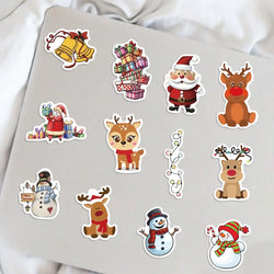 50pcs Retro Christmas Cartoon Children Stickers Decals Decoration DIY Phone Notebook Suitcase Laptop Fridge Wall Sticker (ONLINE ORDER ONLY)