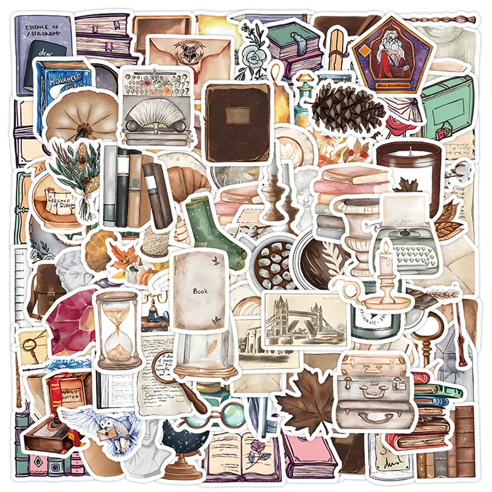 Retro Cartoon Stickers Decals Set for Kids DIY Diary Suitcase Scrapbook Phone Laptop Bike Vintage Gift (ONLINE ORDER ONLY)