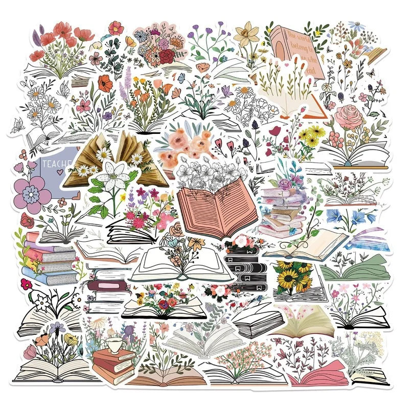 Cartoon Flower Stickers for Laptop, Phone, Water Bottle, Luggage, Scrapbook Decor (10/25/50pcs) (ONLINE ORDER ONLY)