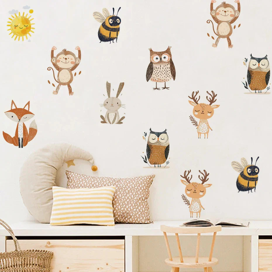 Cute Cartoon Monkey Rabbit Nursery Wall Stickers Kids Room Decor Decals (ONLINE ORDER ONLY)
