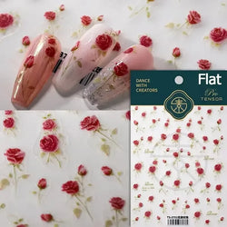 Romantic Candle Holder Lace Rambler Rose Pink Flower Bowknot Candlestick Ribbon Adhesive Nail Art Stickers Shiny Manicure Decals (ONLINE ORDER ONLY)