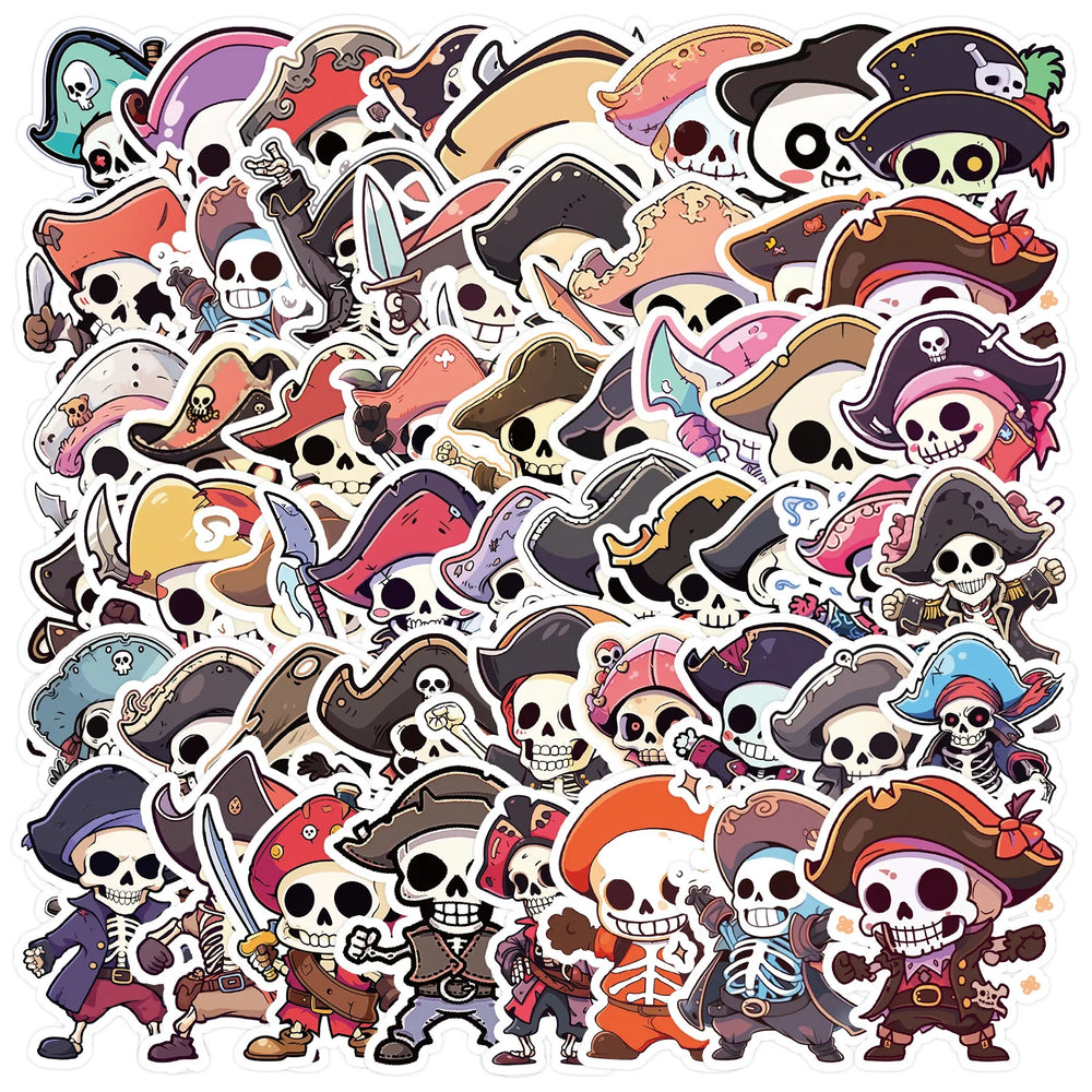 Kawaii Skull Pirate Stickers for Phone Laptop Luggage Skateboard 10/30/50PCS (ONLINE ORDER ONLY)