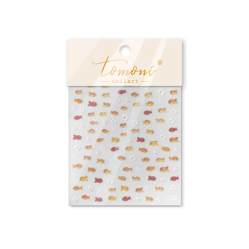 Little Red Fish Jelly Summer Goldfish Carp Ocean Beach Mermaid Sea Shiny Small Koi Soft Relief Nail Art Stickers Manicure Decals (ONLINE ORDER ONLY)