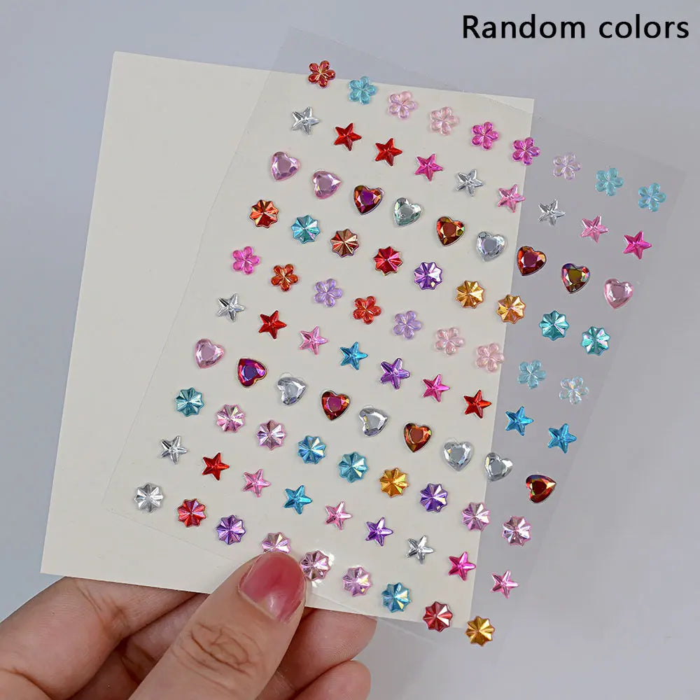 1pc Star-Shaped Rhinestone Sticker Sparkling Acrylic Rhinestone Face Decals Butterfly & Floral Designs for Party/Stage/Festivals (ONLINE ORDER ONLY)
