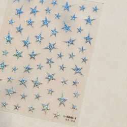 Irregular Stars Red Silver Five-pointed Star Meteor Shiny 5D Self Adhesive Nail Art Stickers Romantic Rhinestone Manicure Decals (ONLINE ORDER ONLY)