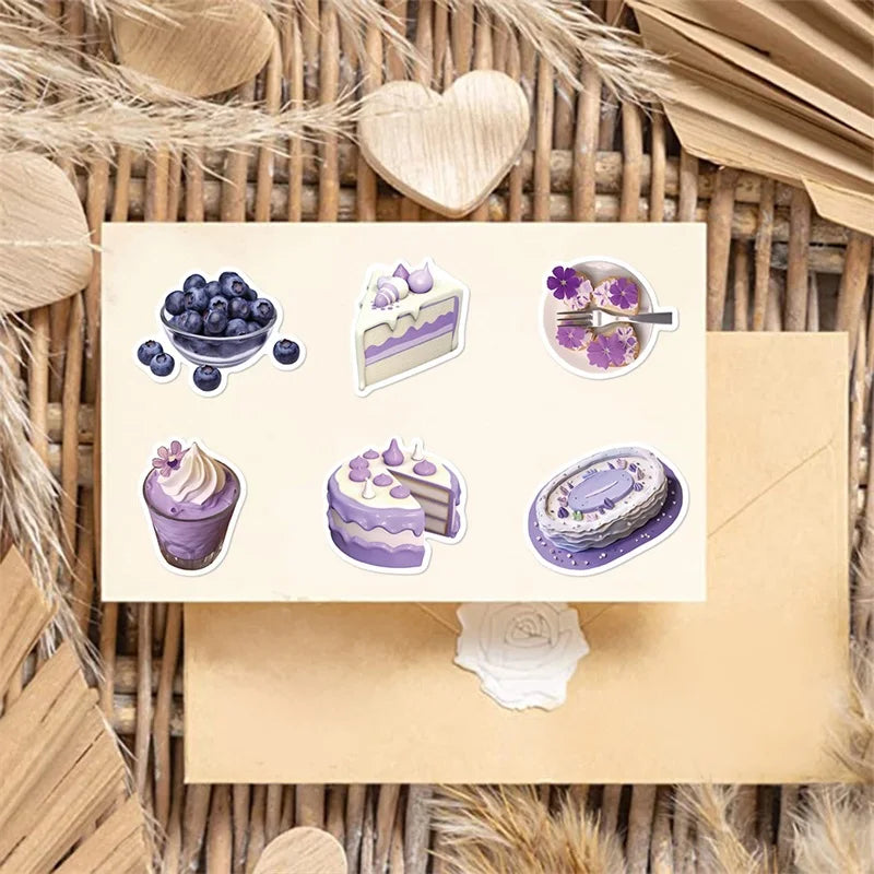 10/30/56PCS Cartoon Purple PVC Sticker Aesthetic Children's Korean Decoration Scrapbooking Stationery School Supplies for Kids (Online Order Only)