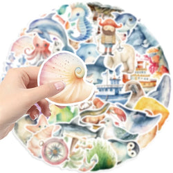 10/30/50PCS Fresh Sea Animal PVC Sticky Sticker Aesthetic DIY Korean Stationery Decoration Scrapbooking School Supplies for Kids (Online Order Only)