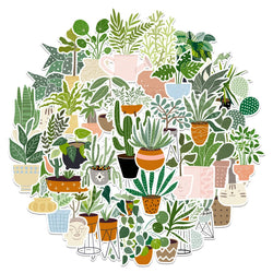 10/20/44pcs Cute Green Potted Plant Stickers Decorative Washi Decals Scrapbooking Laptop Phone Diary Stationery Graffiti Sticker (ONLINE ORDER ONLY)