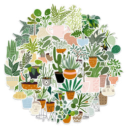 10/20/44pcs Cute Green Potted Plant Stickers Decorative Washi Decals Scrapbooking Laptop Phone Diary Stationery Graffiti Sticker (ONLINE ORDER ONLY)