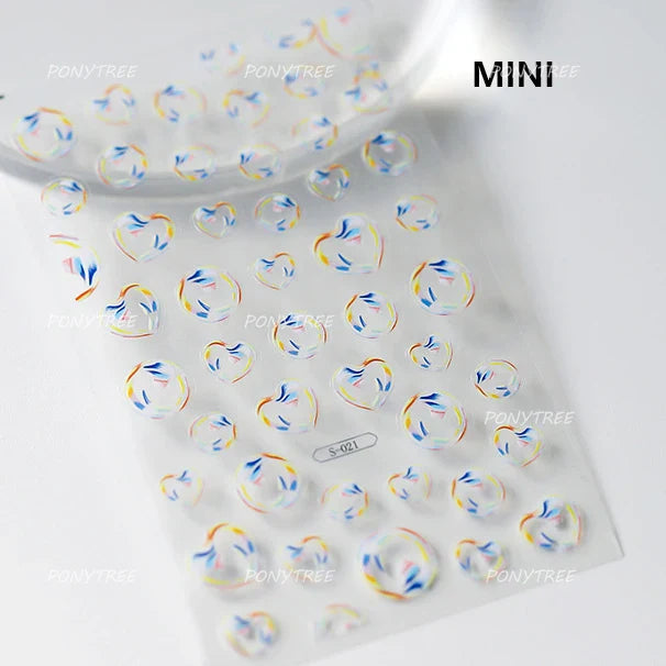 Mermaid Girl Conch Starfish Shell Bowknot Fish Scale Purple Ribbon Water Bubbles Chic Adhesive Nail Art Sticker Manicure Decals (ONLINE ORDER ONLY)